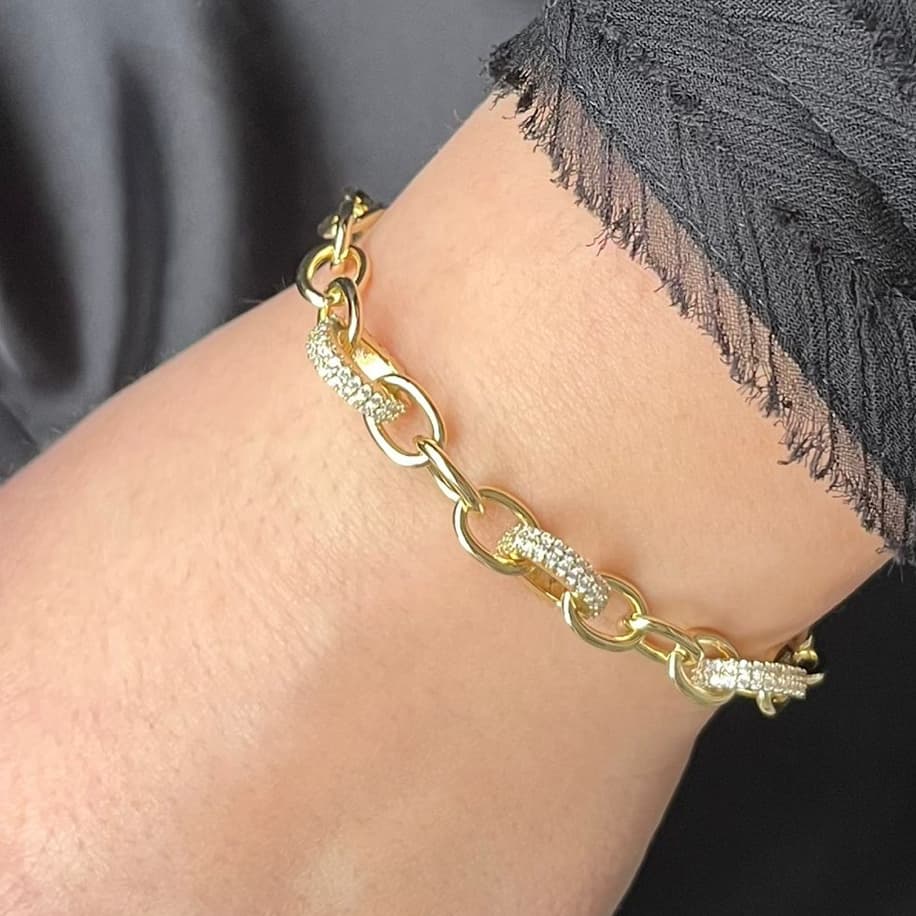 14K Altın Kaplama Çiftli Model Bileklik 