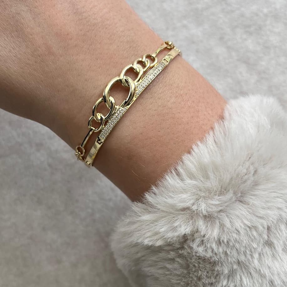 14K Altın Kaplama Çiftli Model Bileklik 