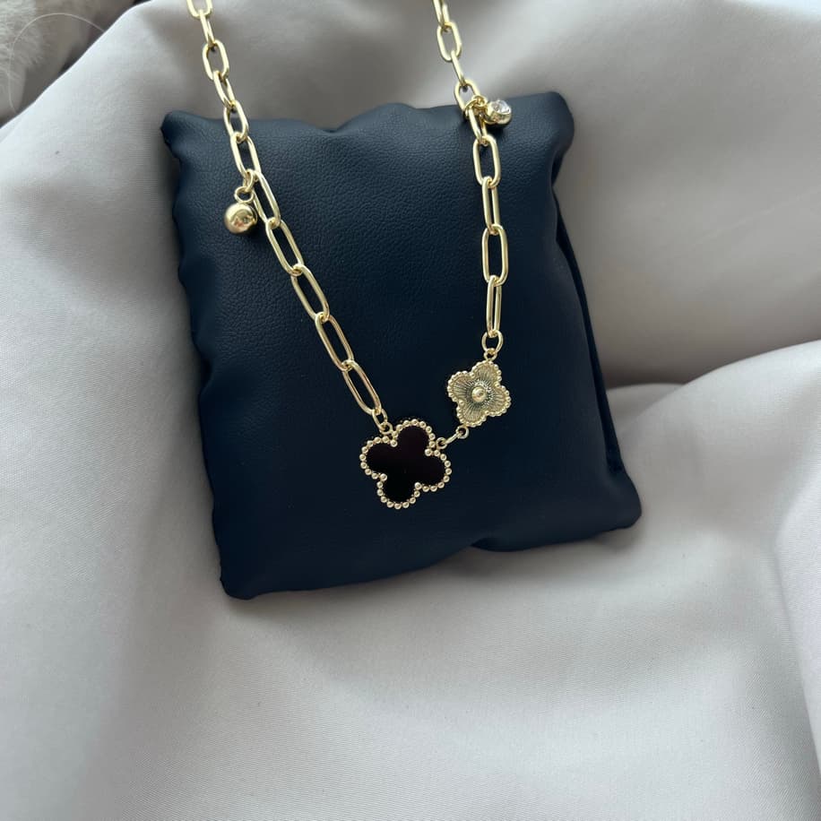 14K Çelik Yonca Kolye