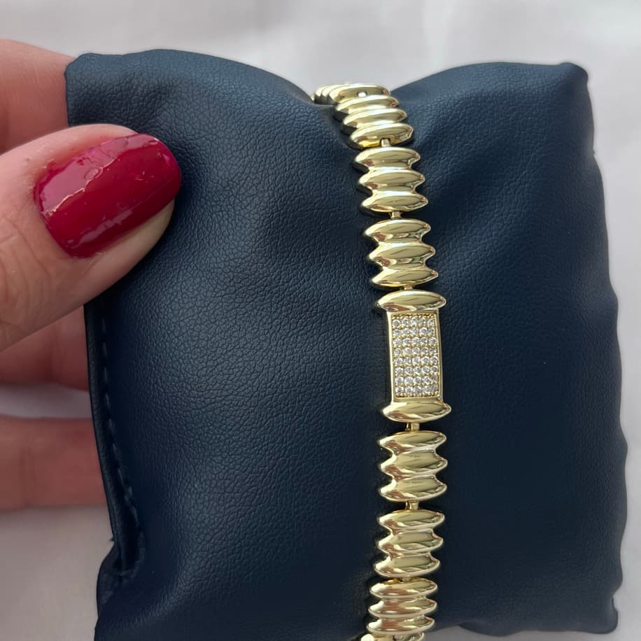 Zirkon Taşlı Çubuk Ezme Bileklik