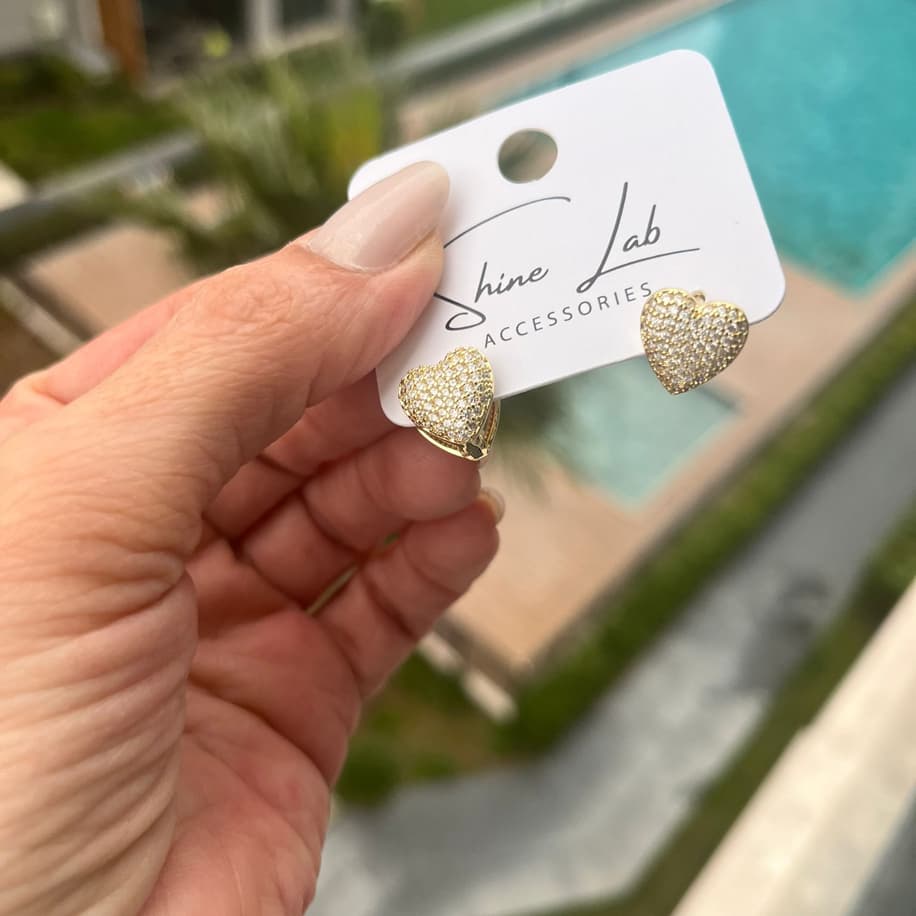 Zirkon Taşlı Kalp Küpe