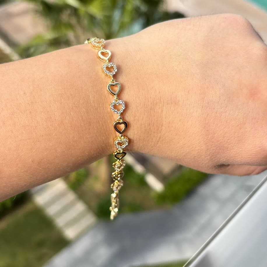 Premium Zirkon Taşlı Kalp Bileklik