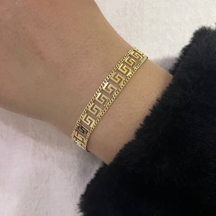 Premium Hasır Görünümlü Gold Bileklik