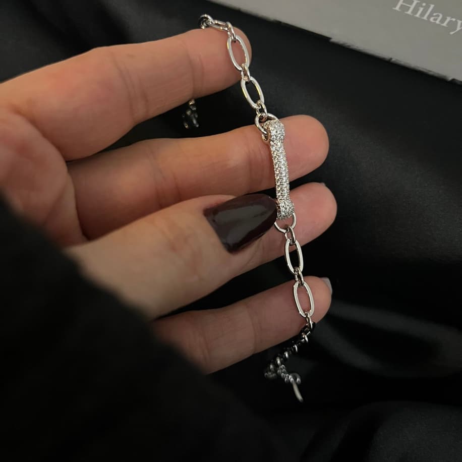 Premium Silver Taşlı Bileklik