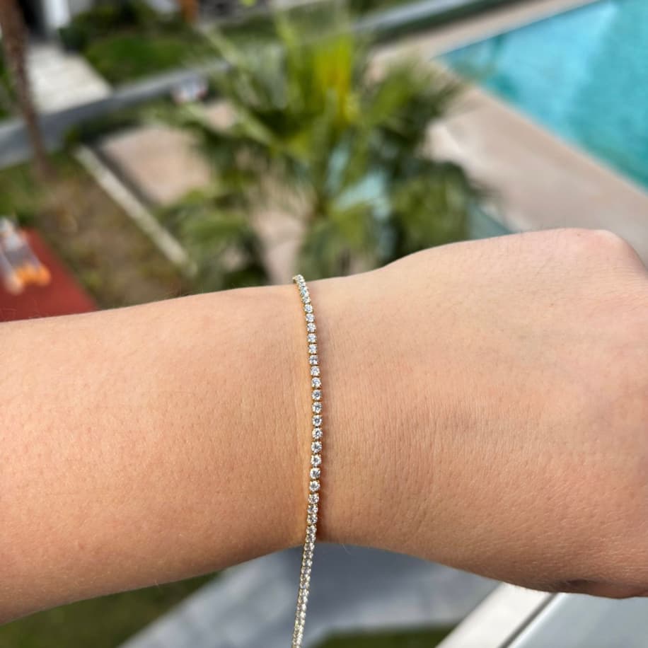 Zirkon Taşlı Su Yolu  Bileklik