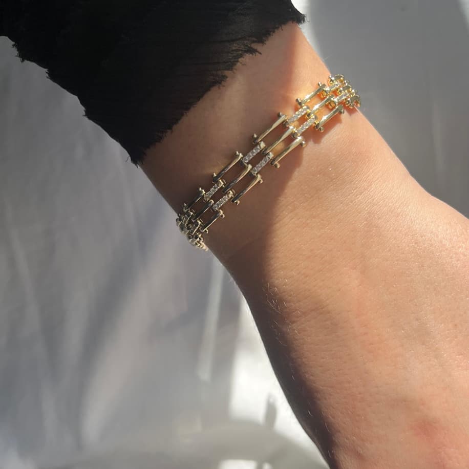 Premium Gold Taşlı Bileklik